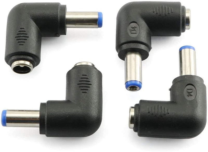 Longdex 4pcs 90 Degree 5.52.1 Mm Male Jack to 5.52.1MM Female Plug Right Angle L Shaped DC Power Connector Adapter for Laptop - Image 1